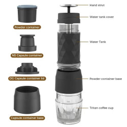 SUNATUR: Handpress-Espressomaschine mit eingebauter Mühle